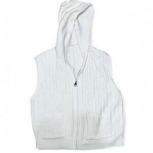 White Hooded Zip Up Vest
